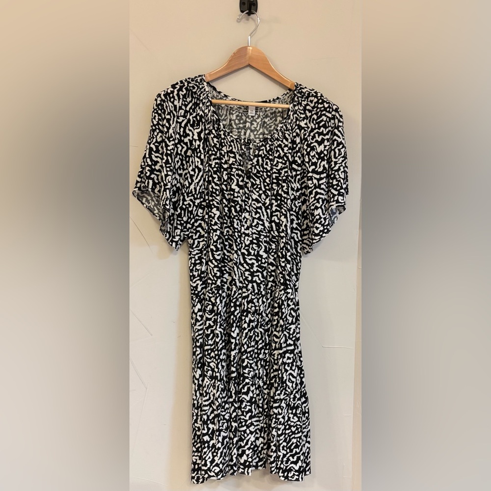 Nine West Black & White Abstract Print Dress